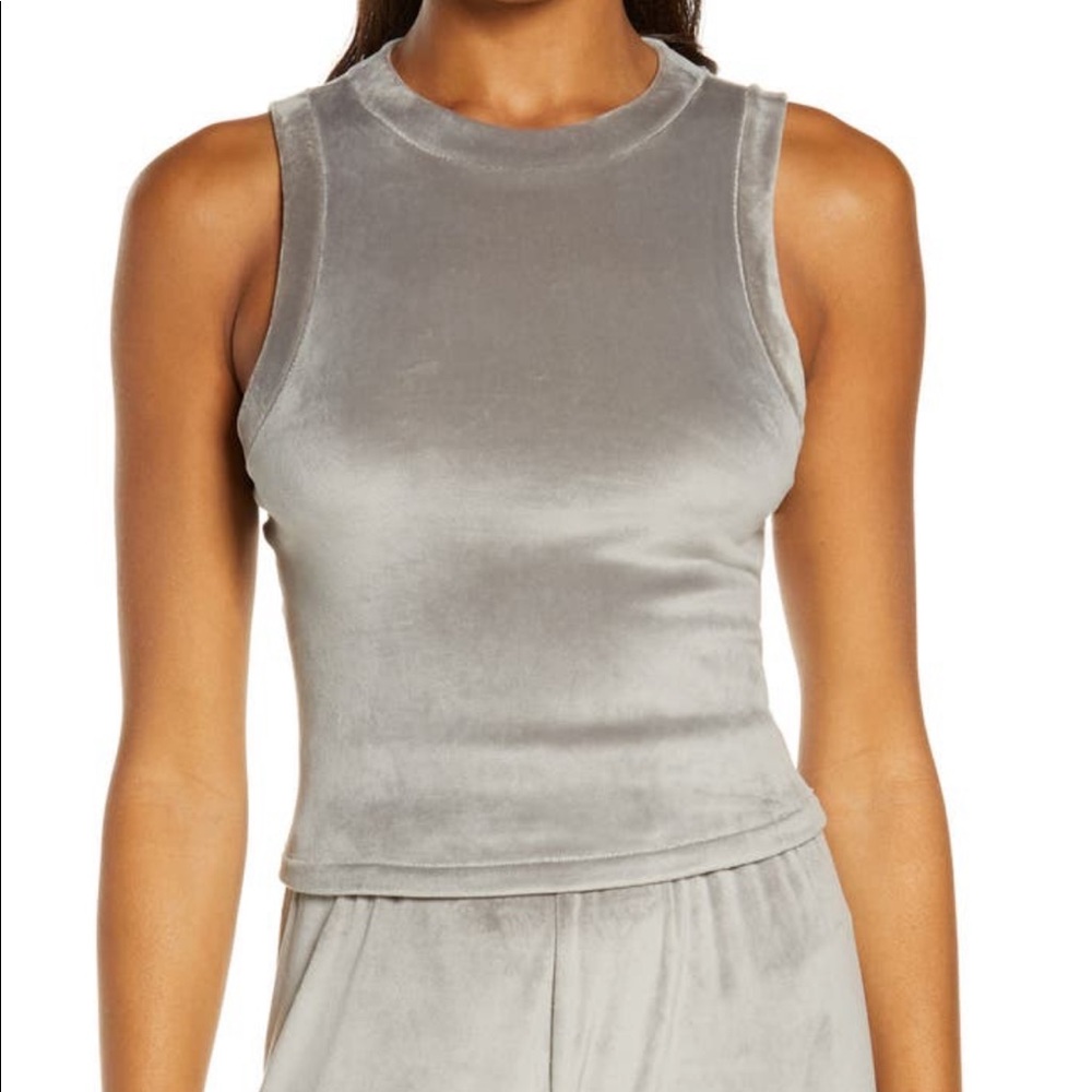 SKIMS Velour Crewneck Tank in Smoke XS